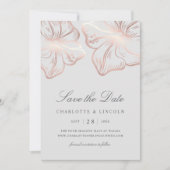 Elegante Rose Gold Hibiskus Blume Hochzeit Save The Date (Vorderseite)