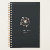 Elegante Rose Gold Hibiskus Blume Personalisiert Planer (Vorderseite)