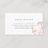 Elegante Rose Gold Hibiskus Blume Visitenkarte (Rückseite)