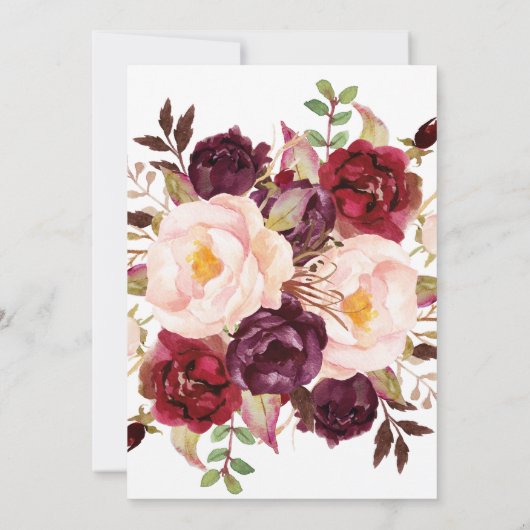 Elegante Rose Gold | Hochzeit mit floraler Unterst Einladung (Rückseite)