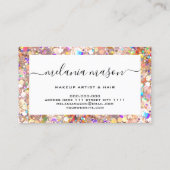 Elegante Rose Gold Holographic Glitzer Makeup Hair Visitenkarte (Rückseite)