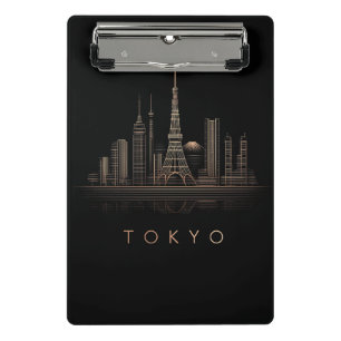 Elegante Rose-Gold-Illustration der Tokioter Skyli Mini Klemmbrett