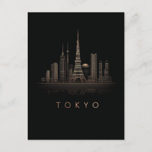 Elegante Rose-Gold-Illustration der Tokioter Skyli Postkarte