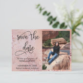 Elegante Rose Gold Imitate Foto Save The Date (Stehend Vorderseite)