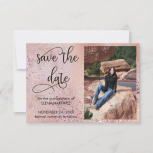 Elegante Rose Gold Imitate Foto Save The Date