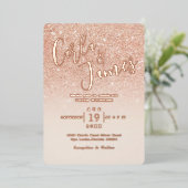 Elegante Rose Gold Imitate Glitzer chic Wedding Folieneinladung (Stehend vorne)