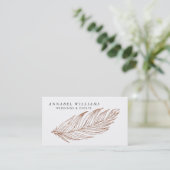 Elegante Rose Gold Imitate Glitzer Feather Visitenkarte (Stehend Vorderseite)