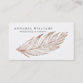 Elegante Rose Gold Imitate Glitzer Feather Visitenkarte (Vorderseite)