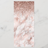 Elegante Rose Gold Imitate Glitzer Marble Wedding  Menükarte (Rückseite)