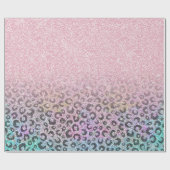 Elegante Rose Gold Iridescent Glitzer Leopard Prin Geschenkpapier (Flach)