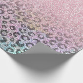 Elegante Rose Gold Iridescent Glitzer Leopard Prin Geschenkpapier (Ecke)