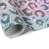 Elegante Rose Gold Iridescent Glitzer Leopard Prin Geschenkpapier (Rolleneckpunkt)