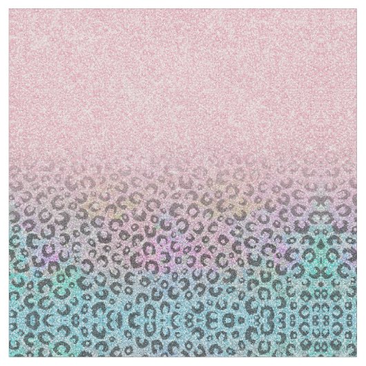 Elegante Rose Gold Iridescent Glitzer Leopard Prin Stoff (Nahaufnahme)