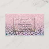 Elegante Rose Gold Iridescent Glitzer Leopard Prin Visitenkarte (Rückseite)