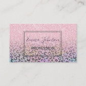 Elegante Rose Gold Iridescent Glitzer Leopard Prin Visitenkarte (Vorderseite)