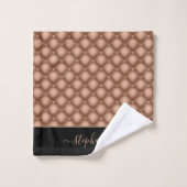 Elegante Rose Gold Jewel Tufted Personalisiert Badhandtuch Set (Waschlappen)