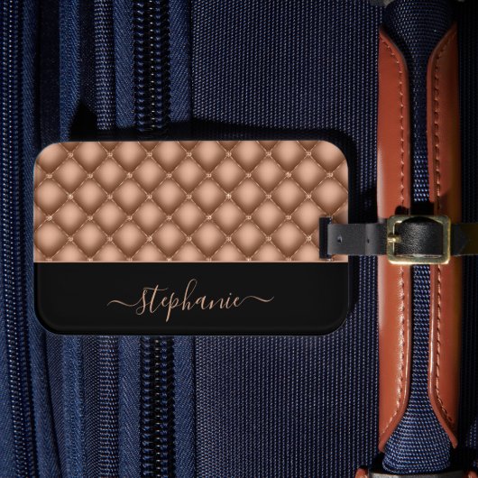 Elegante Rose Gold Jewel Tufted Personalisiert Gepäckanhänger (Vorderseite Insitu 4)