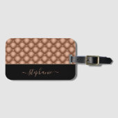 Elegante Rose Gold Jewel Tufted Personalisiert Gepäckanhänger (Vorderseite (Horizontal))