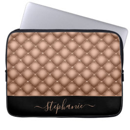 Elegante Rose Gold Jewel Tufted Personalisiert Laptopschutzhülle