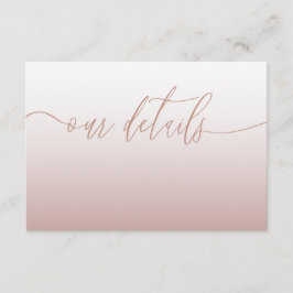 Elegante Rose Gold & Kalligrafie Details zur Hochz Begleitkarte