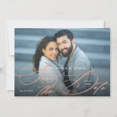 Elegante Rose Gold-Kalligrafie Sichern Sie das Dat Magneteinladung (Vorderseite)