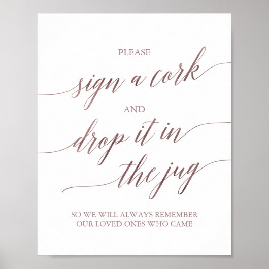 Elegante Rose Gold Kalligraphie Bitte unterzeichne Poster (Vorne)