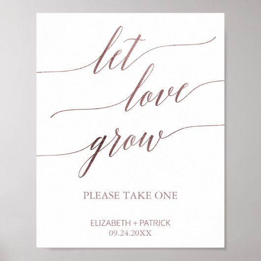 Elegante Rose Gold Kalligraphie Gelassen Liebe wac Poster (Vorne)
