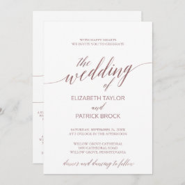 Elegante Rose Gold-Kalligraphie in einer Hochzeit Einladung