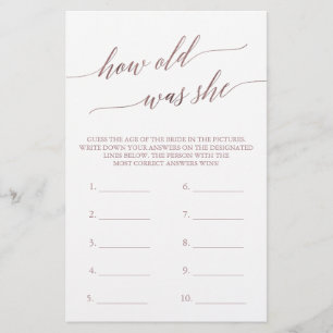 Elegante Rose Gold Kalligraphie wie alt war sie