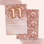 Elegante Rose Gold Kinder Girl 11. Geburtstagspart Einladung<br><div class="desc">Elegante Rose Gold 11. Geburtstagsfeier Einladung für ein 11-jähriges Mädchen mit elegantem Drehbuch und lustigen Ballons.</div>