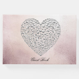 Elegante Rose Gold Kristall Heart Gästebuch