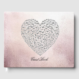 Elegante Rose Gold Kristall Heart Gästebuch