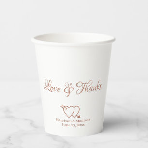Elegante Rose Gold kundenspezifische Skriptherzen Pappbecher
