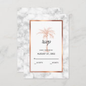 Elegante Rose Gold Kupfer Marmor Palme Tree Hochze RSVP Karte (Vorne/Hinten)