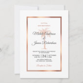 Elegante Rose Gold Kupfer Palmen Tree Marmorhochze Einladung (Vorderseite)