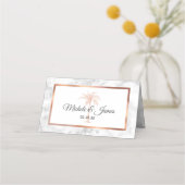 Elegante Rose Gold Kupfer Palmen Tree Marmorhochze Platzkarte (Vorderseite)