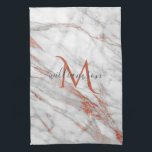 Elegante Rose Gold Kupfer Weißes Marmor Monogramm Geschirrtuch<br><div class="desc">Elegante Chic Rose Gold und White Marble Monogram Wohngestaltung Design bereit,  um mit Ihrem Monogramm zu personalisieren.</div>