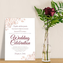 Elegante Rose Gold Lace mit Burgundy Text Wedding