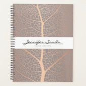 Elegante Rose Gold Leaf Tree Muster Ernennung Planer (Vorderseite)