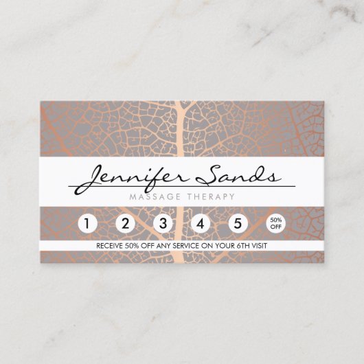 Elegante Rose Gold Leaf Tree Muster Tree Tree Tree Visitenkarte (Vorderseite)