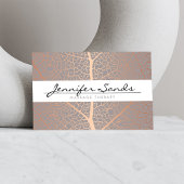Elegante Rose Gold Leaf Tree Muster Visitenkarte