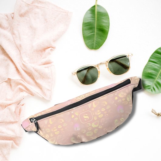 Elegante Rose Gold Lemon Chiffon Leopard Print Coo Bauchtasche