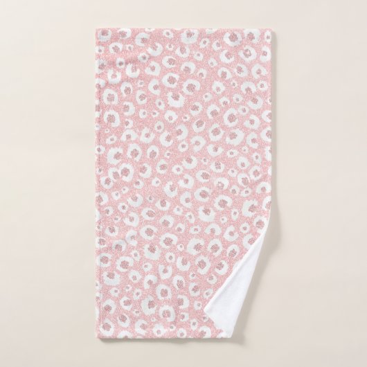 Elegante Rose Gold Leopard Print White Pattern Badhandtuch Set (Handtuch)
