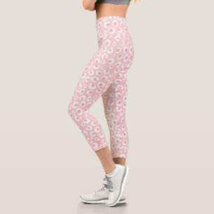 Elegante Rose Gold Leopard Print White Pattern Capri Leggings