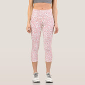 Elegante Rose Gold Leopard Print White Pattern Capri Leggings (Vorderseite)