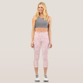 Elegante Rose Gold Leopard Print White Pattern Capri Leggings (Vorderseite)