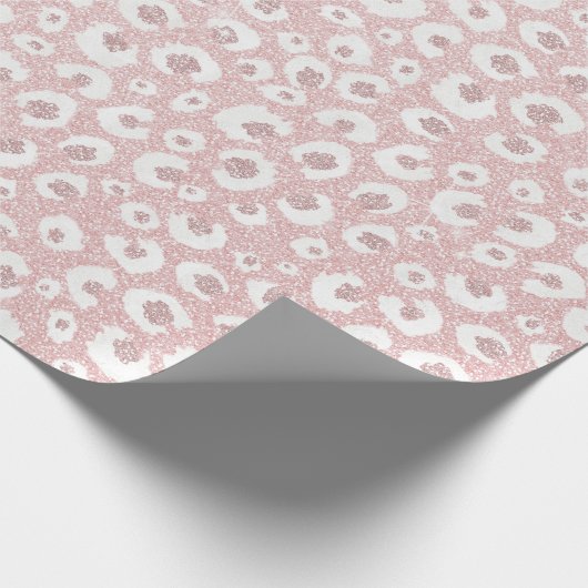 Elegante Rose Gold Leopard Print White Pattern Geschenkpapier (Ecke)