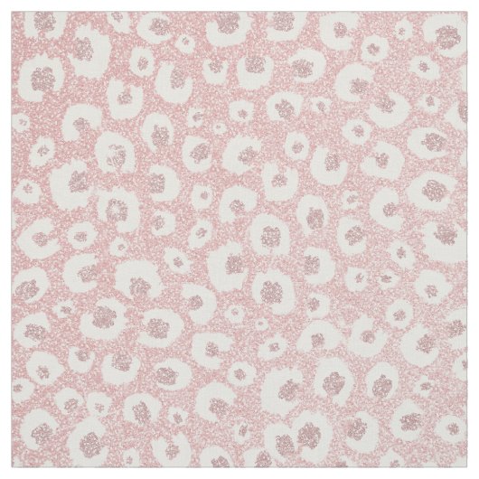 Elegante Rose Gold Leopard Print White Pattern Stoff (Muster)