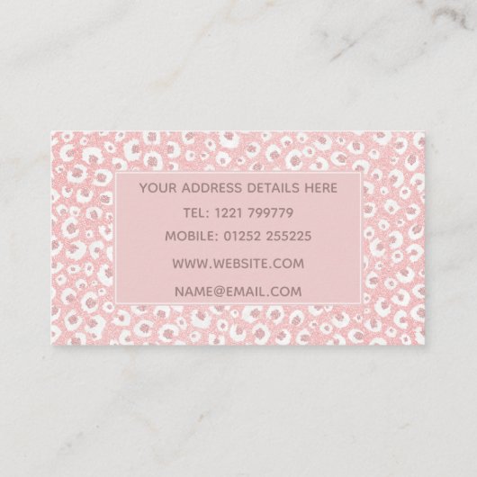 Elegante Rose Gold Leopard Print White Pattern Visitenkarte (Rückseite)