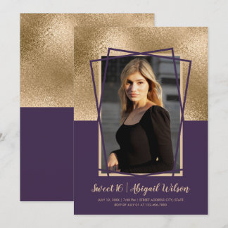 Elegante Rose Gold lila 16 . Geburtstag Geburtstag Einladung